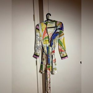 Fun flowy button up dress with matching tie belt